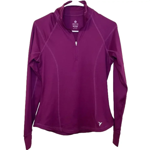 Old Navy Maroon Active Semi Fitted Long Sleeve Running Shirt - Picture 1 of 4